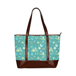 Cute colorful night Owls moons and flowers Tote Handbag (Model 1642)