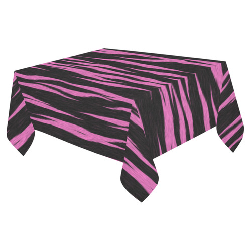 A Trendy Black Pink Big Cat Fur Texture Cotton Linen Tablecloth 52"x 70"