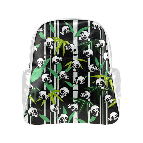 Satisfied and Happy Panda Babies on Bamboo Multi-Pockets Backpack (Model 1636)