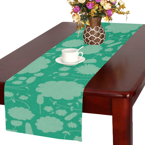 spring flower  green Table Runner 16x72 inch