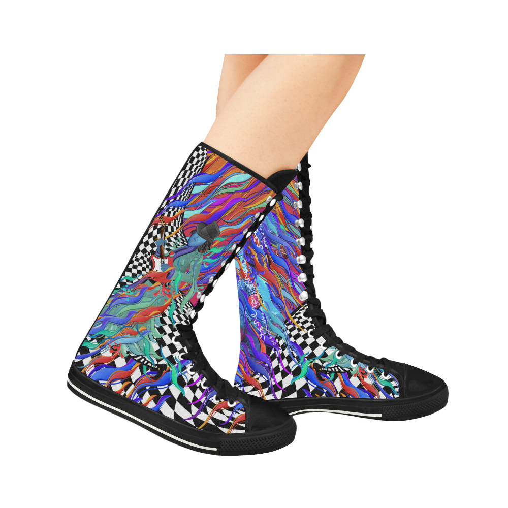 Rock Star Music Guitar Colorful Print Sneaker Boots by Juleez Canvas ...