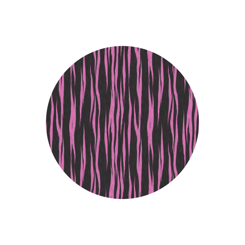 A Trendy Black Pink Big Cat Fur Texture Round Mousepad