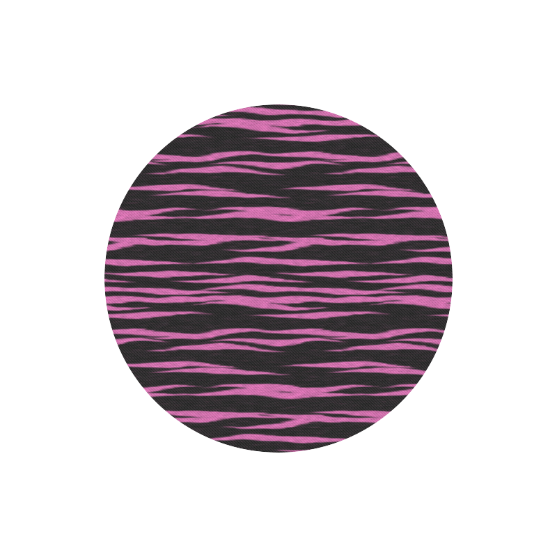 A Trendy Black Pink Big Cat Fur Texture Round Mousepad