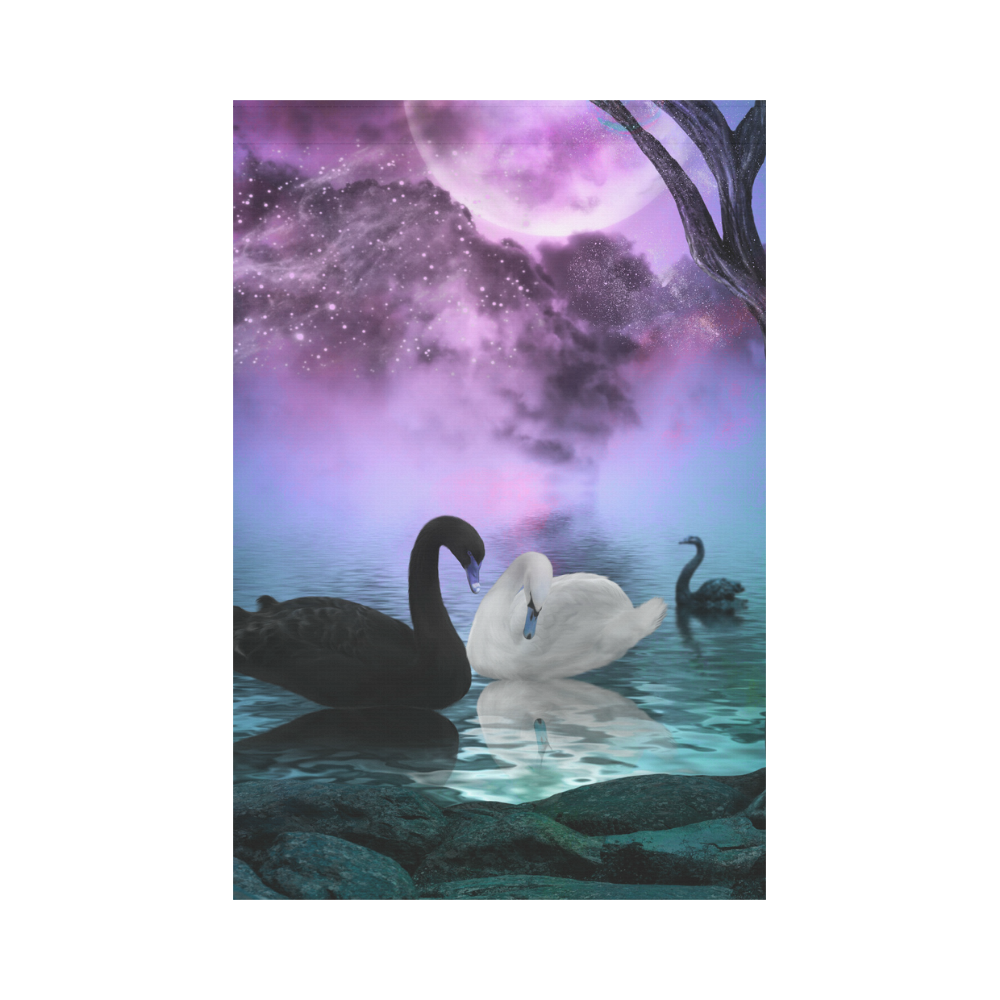 Wonderful black and white swan Garden Flag 12‘’x18‘’（Without Flagpole）