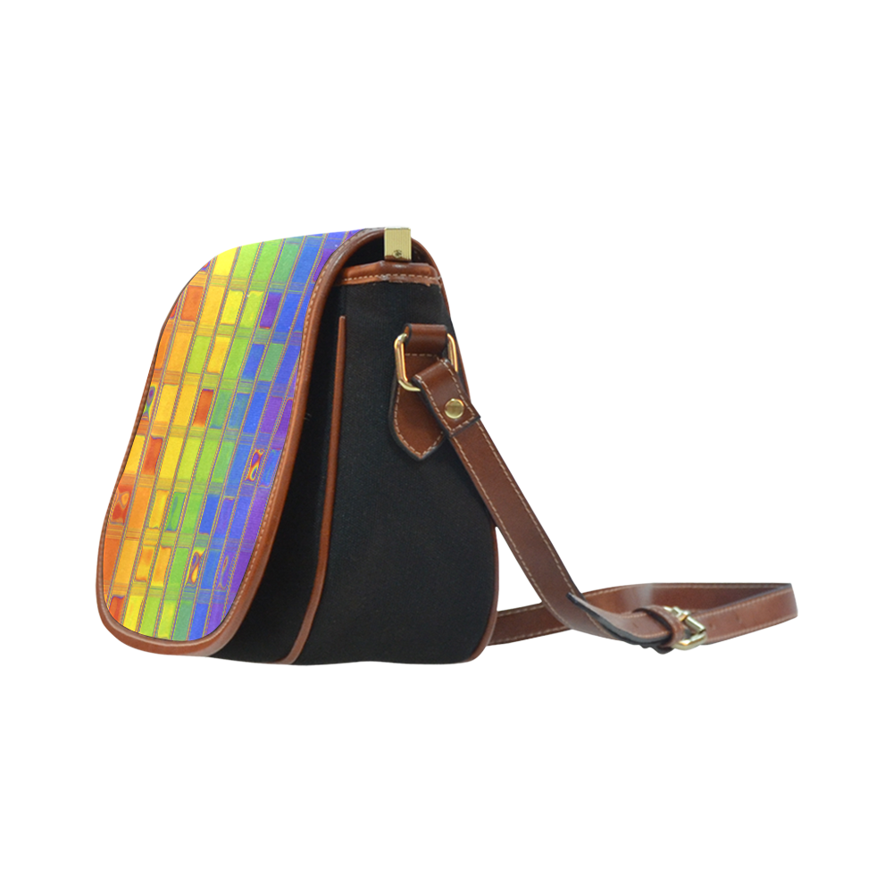 square rainbow Saddle Bag/Small (Model 1649)(Flap Customization)