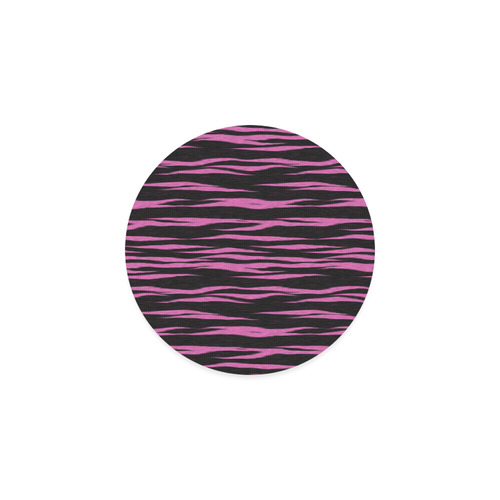 A Trendy Black Pink Big Cat Fur Texture Round Coaster