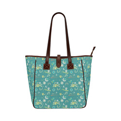 Cute colorful night Owls moons and flowers Classic Tote Bag (Model 1644)
