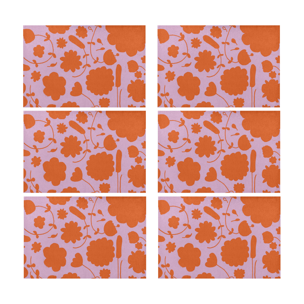 spring flower orange Placemat 12’’ x 18’’ (Set of 6)