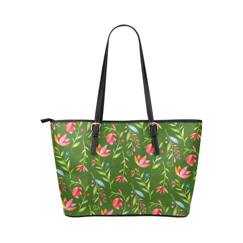 Sunny Garden I Leather Tote Bag/Small (Model 1651)