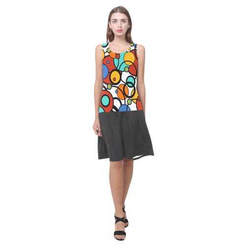Pop Art Dot Colorful Art Print Sleeveless Dress Sleeveless Splicing Shift Dress(Model D17)