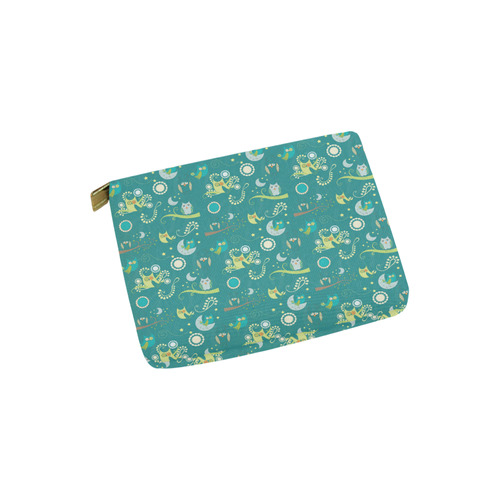 Cute colorful night Owls moons and flowers Carry-All Pouch 6''x5''