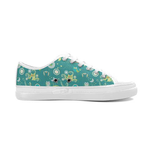 Cute colorful night Owls moons and flowers Women's Canvas Zipper Shoes/Large Size (Model 001)
