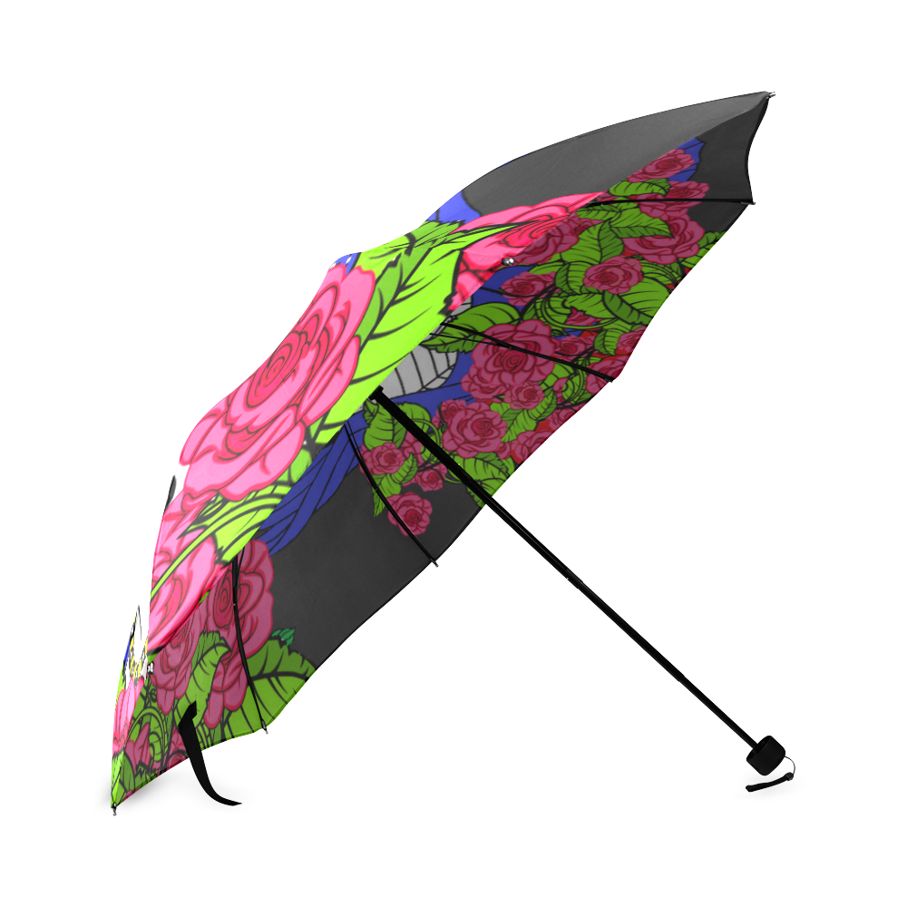 sugar skull pink roses Foldable Umbrella (Model U01)