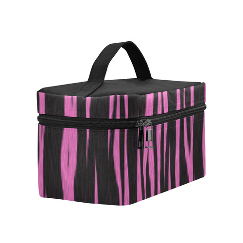 A Trendy Black Pink Big Cat Fur Texture Cosmetic Bag/Large (Model 1658)