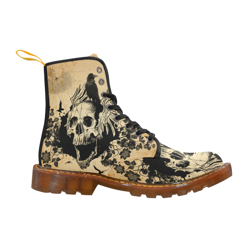 Awesome skull with crow Martin Boots For Women Model 1203H