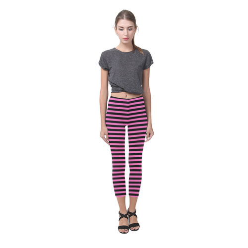 Black and Pink Stripes Capri Legging (Model L02)