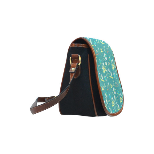 Cute colorful night Owls moons and flowers Saddle Bag/Small (Model 1649)(Flap Customization)