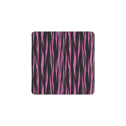 A Trendy Black Pink Big Cat Fur Texture Square Coaster