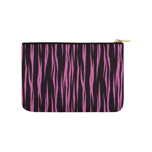 A Trendy Black Pink Big Cat Fur Texture Carry-All Pouch 9.5''x6''