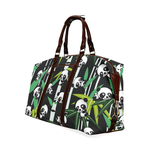 Satisfied and Happy Panda Babies on Bamboo Classic Travel Bag (Model 1643) Remake