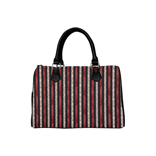 Two Tone Red Damask Goth Stripe Boston Handbag (Model 1621)