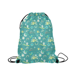 Cute colorful night Owls moons and flowers Large Drawstring Bag Model 1604 (Twin Sides)  16.5"(W) * 19.3"(H)