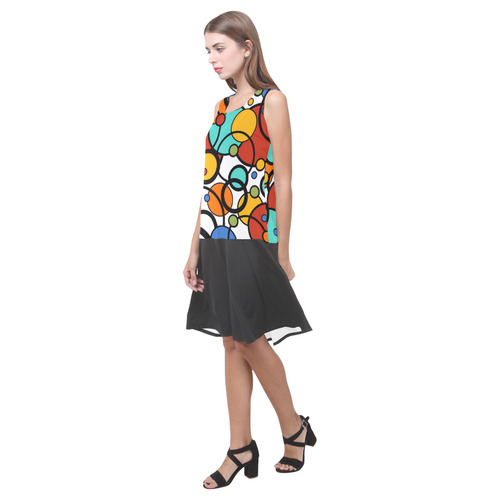 Pop Art Dot Colorful Art Print Sleeveless Dress Sleeveless Splicing Shift Dress(Model D17)