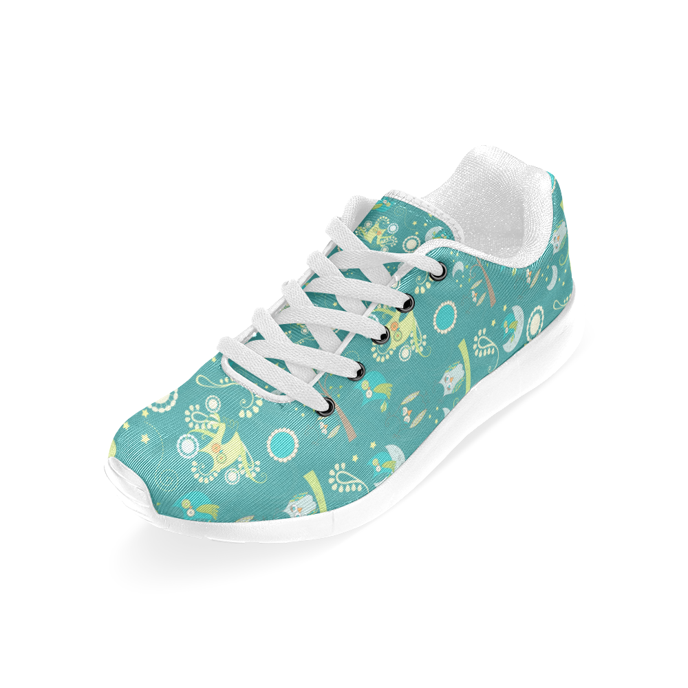 Cute colorful night Owls moons and flowers Women’s Running Shoes (Model 020)