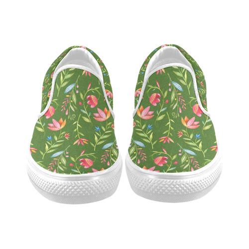 Sunny Garden I Women's Slip-on Canvas Shoes (Model 019)