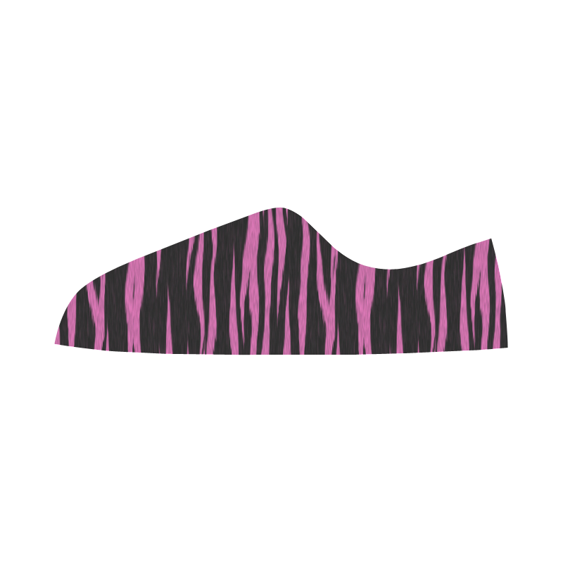A Trendy Black Pink Big Cat Fur Texture Women's Canvas Zipper Shoes/Large Size (Model 001)