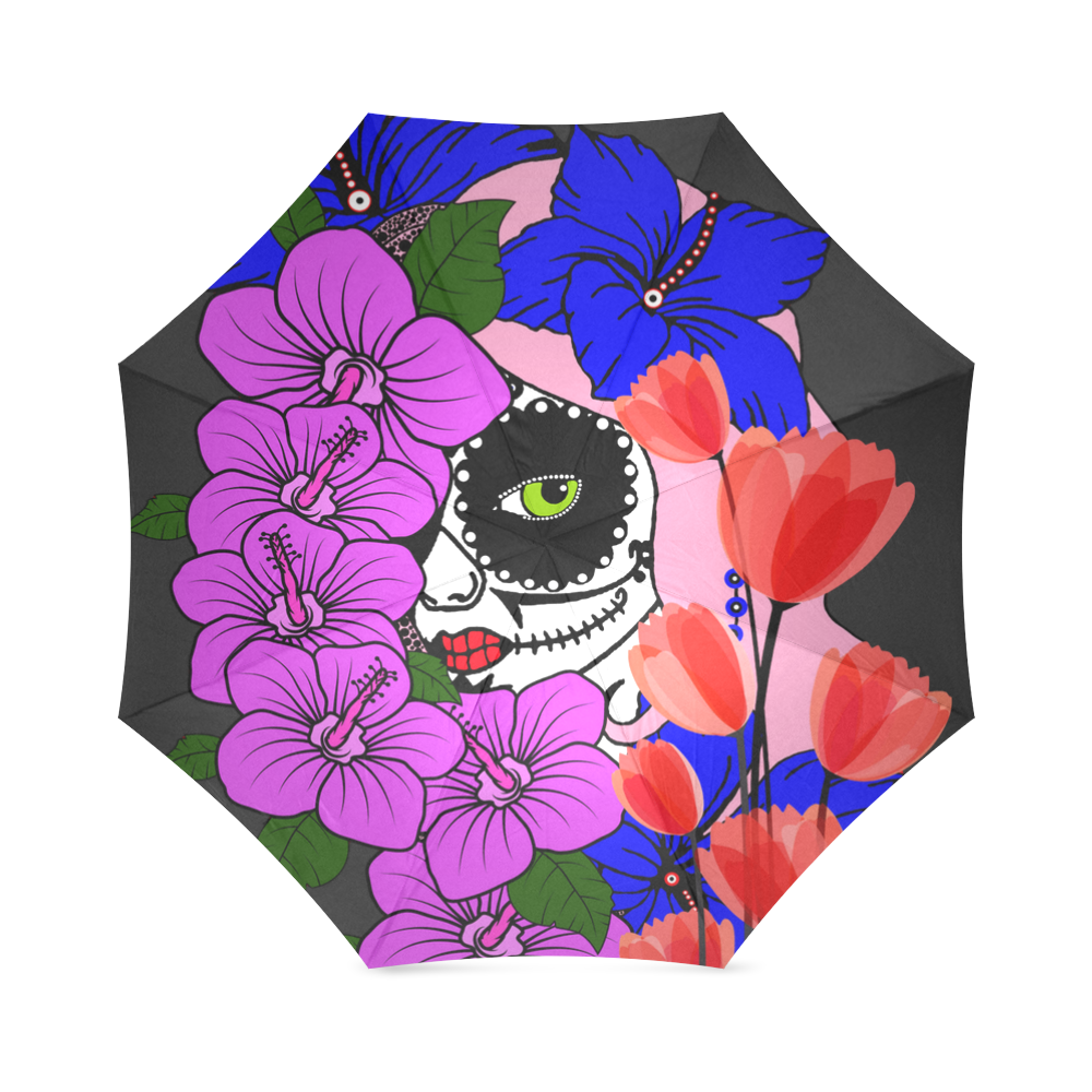 sugar skull peek a boo 2 Foldable Umbrella (Model U01)
