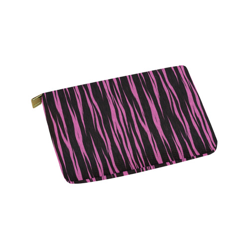 A Trendy Black Pink Big Cat Fur Texture Carry-All Pouch 9.5''x6''