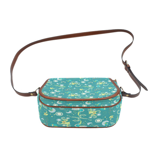 Cute colorful night Owls moons and flowers Saddle Bag/Large (Model 1649)