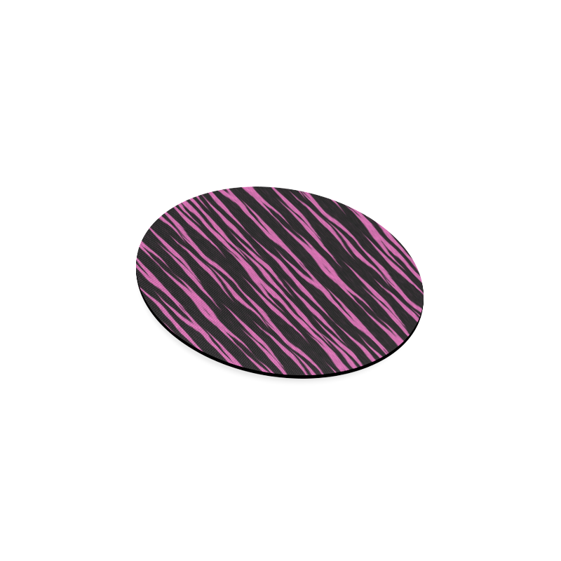 A Trendy Black Pink Big Cat Fur Texture Round Coaster