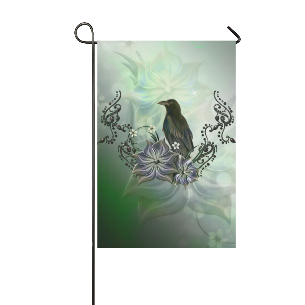 Raven with flowers Garden Flag 12‘’x18‘’（Without Flagpole）