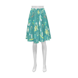 Cute colorful night Owls moons and flowers Athena Women's Short Skirt (Model D15)