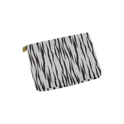 A Trendy Black Silver Big Cat Fur Texture Carry-All Pouch 6''x5''