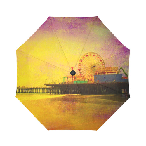 Yellow Purple Santa Monica Pier Auto-Foldable Umbrella (Model U04)