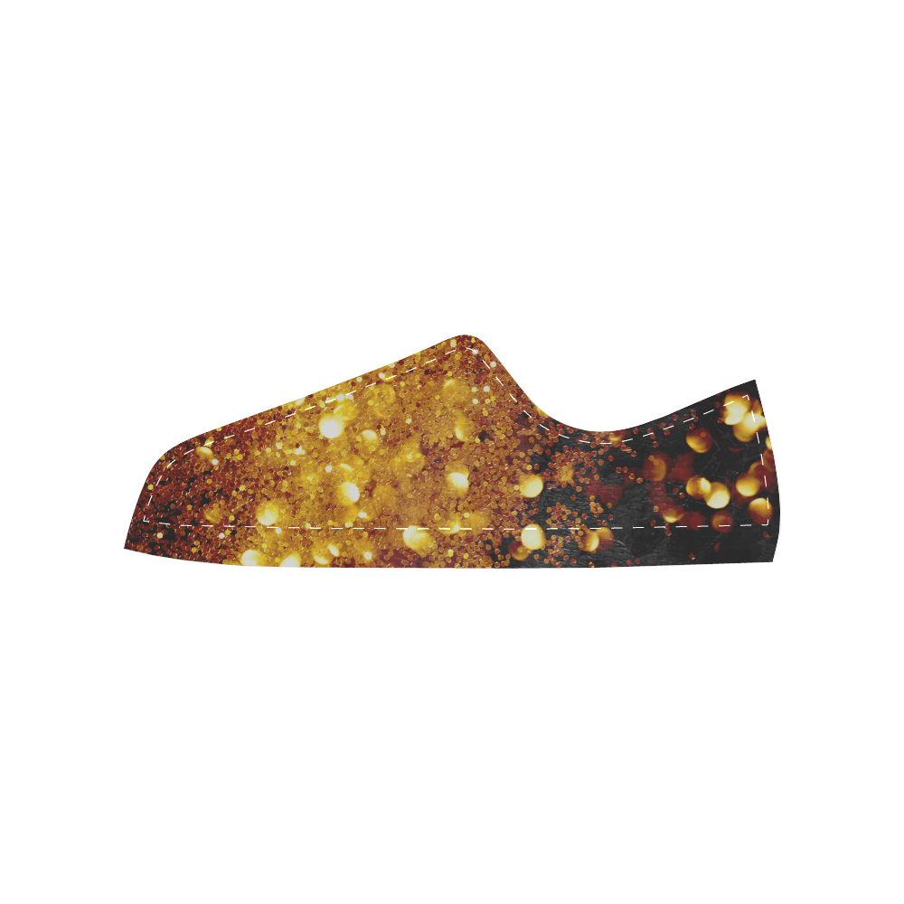 Golden glitter texture with black background Women's Classic Canvas Shoes (Model 018)