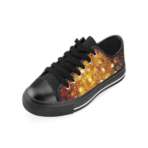 Golden glitter texture with black background Men's Classic Canvas Shoes/Large Size (Model 018)