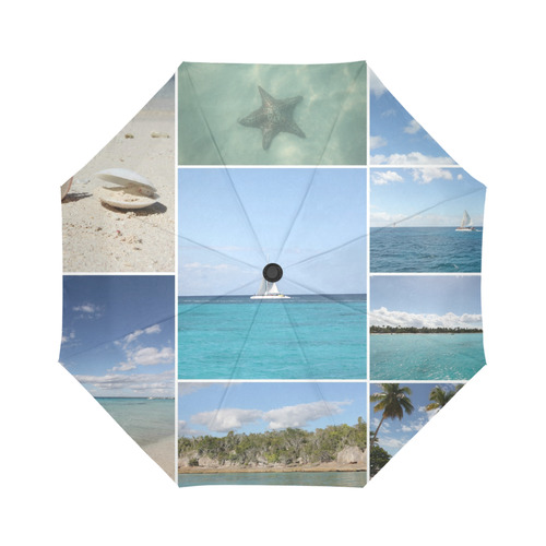 Isla Saona Caribbean Photo Collage Auto-Foldable Umbrella (Model U04)
