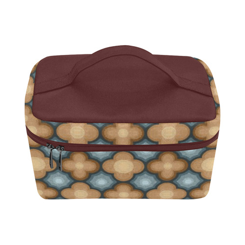 Brown and Blue Pattern Cosmetic Bag/Large (Model 1658)