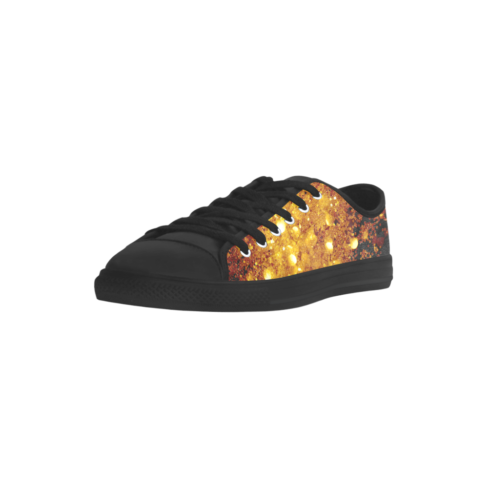 Golden glitter texture with black background Aquila Microfiber Leather Women's Shoes/Large Size (Model 031)