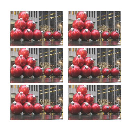 NYC Christmas Ball Ornaments Placemat 12’’ x 18’’ (Set of 6)