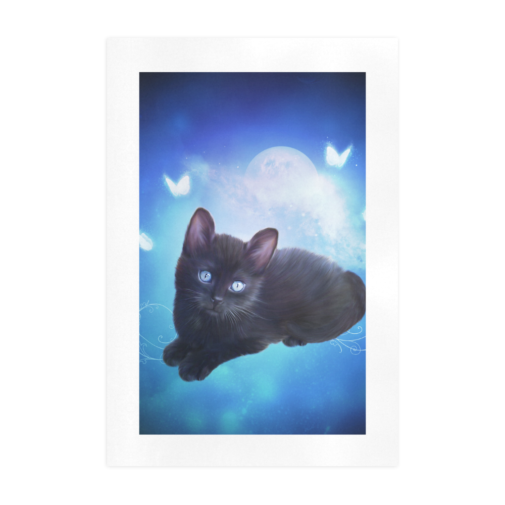 Cute little back kitten Art Print 19‘’x28‘’