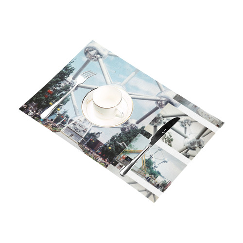 Vintage Brussels Atomium Collage Placemat 12’’ x 18’’ (Set of 6)
