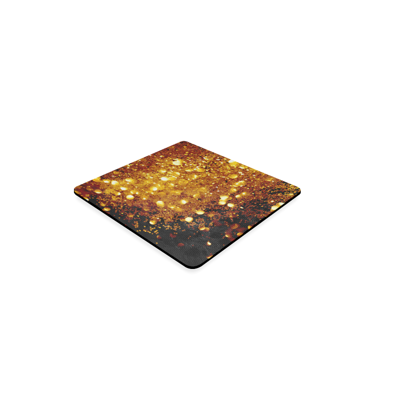 Golden glitter texture with black background Square Coaster