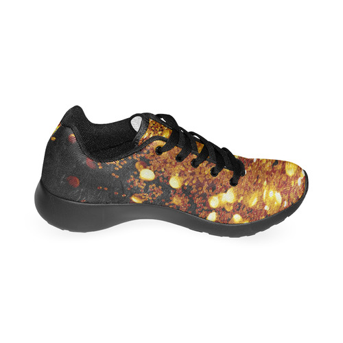Golden glitter texture with black background Men’s Running Shoes (Model 020)