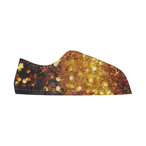Golden glitter texture with black background Canvas Shoes for Women/Large Size (Model 016)