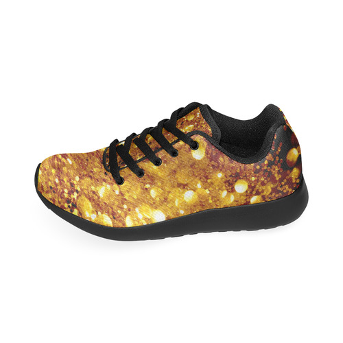 Golden glitter texture with black background Men’s Running Shoes (Model 020)